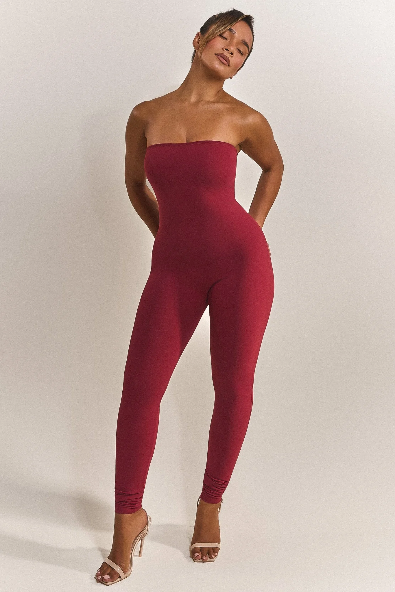 The Sculpt Long Unitard in Wine - Image 4