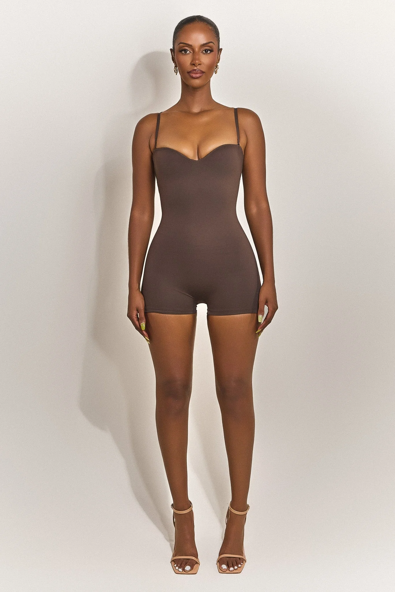The Sculpt Playsuit in Brown - Image 11