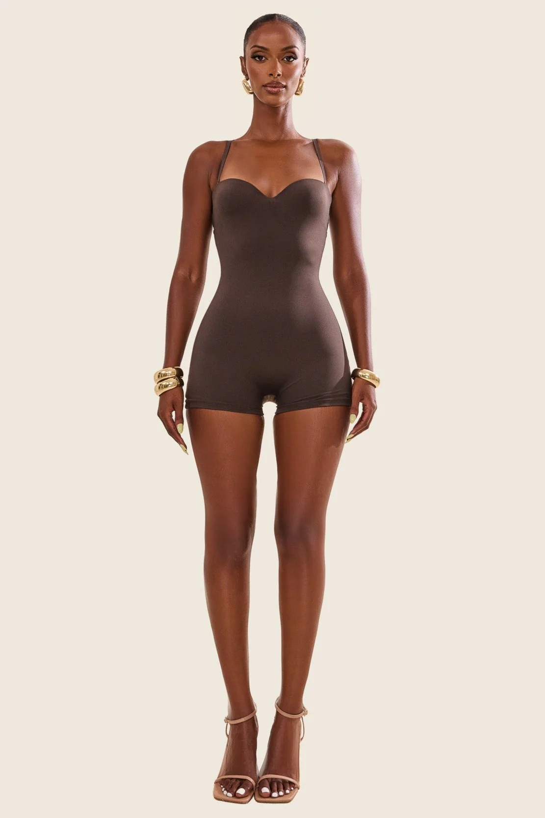 The Sculpt Playsuit in Brown - Image 16
