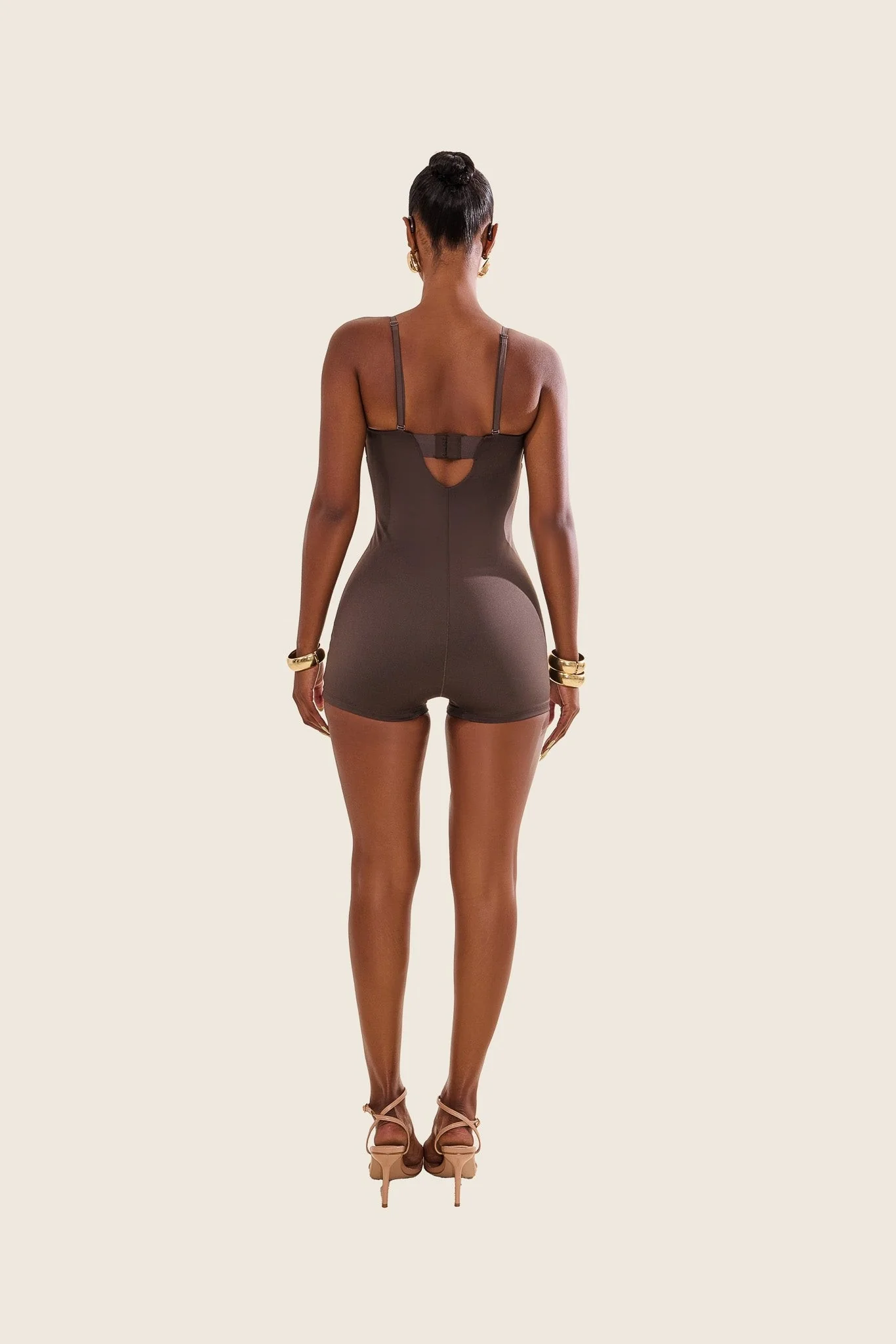 The Sculpt Playsuit in Brown - Image 18