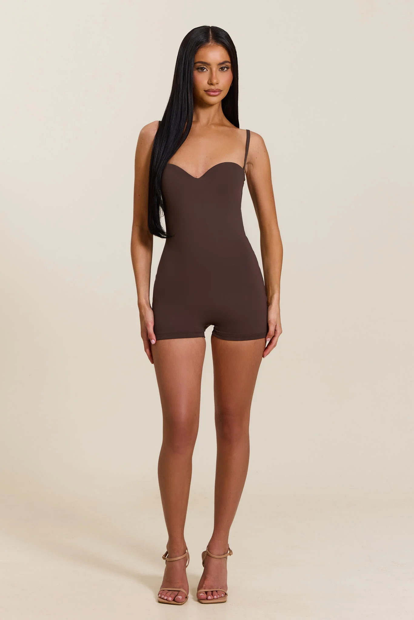 The Sculpt Playsuit in Brown - Image 4