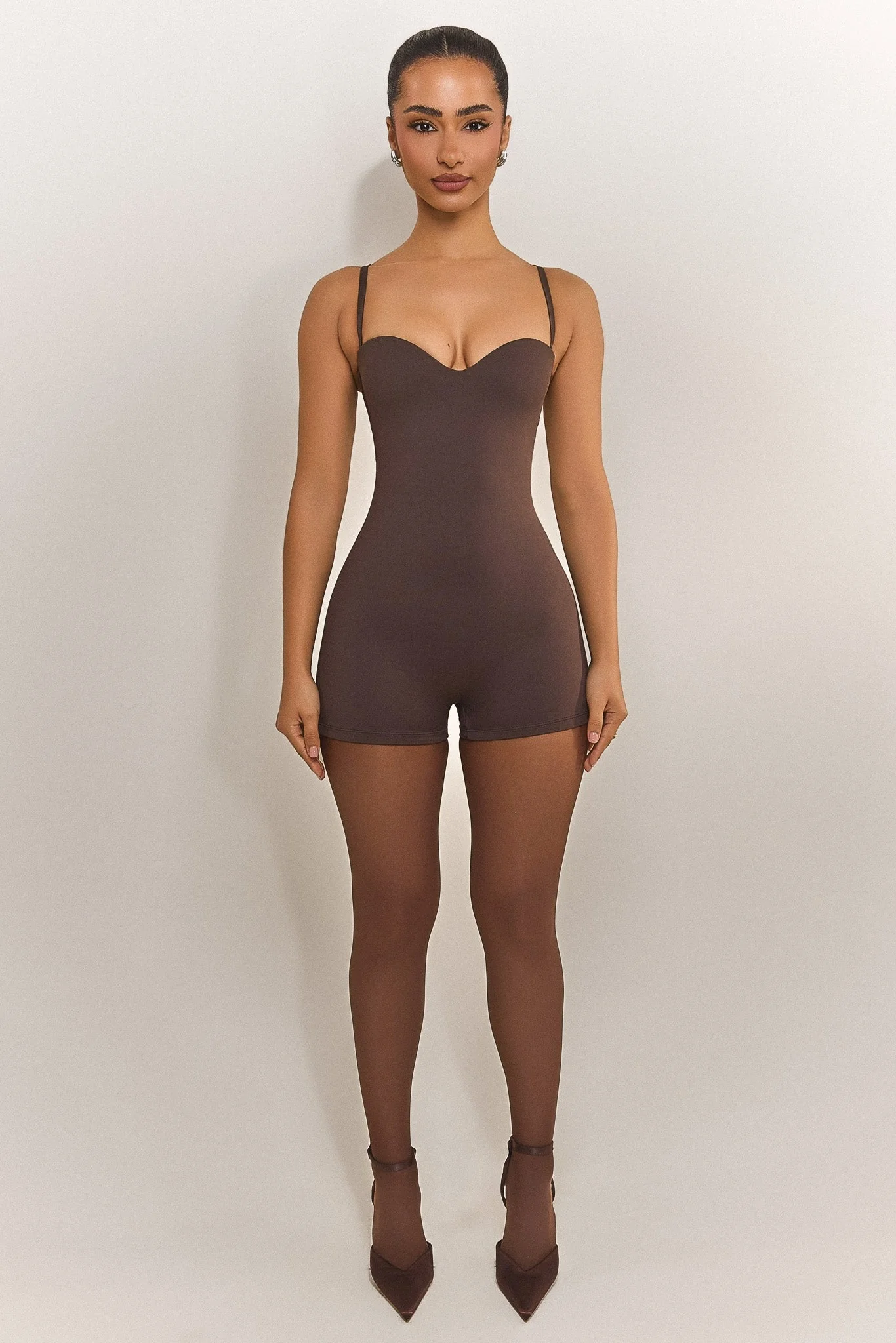 The Sculpt Playsuit in Brown - Image 8