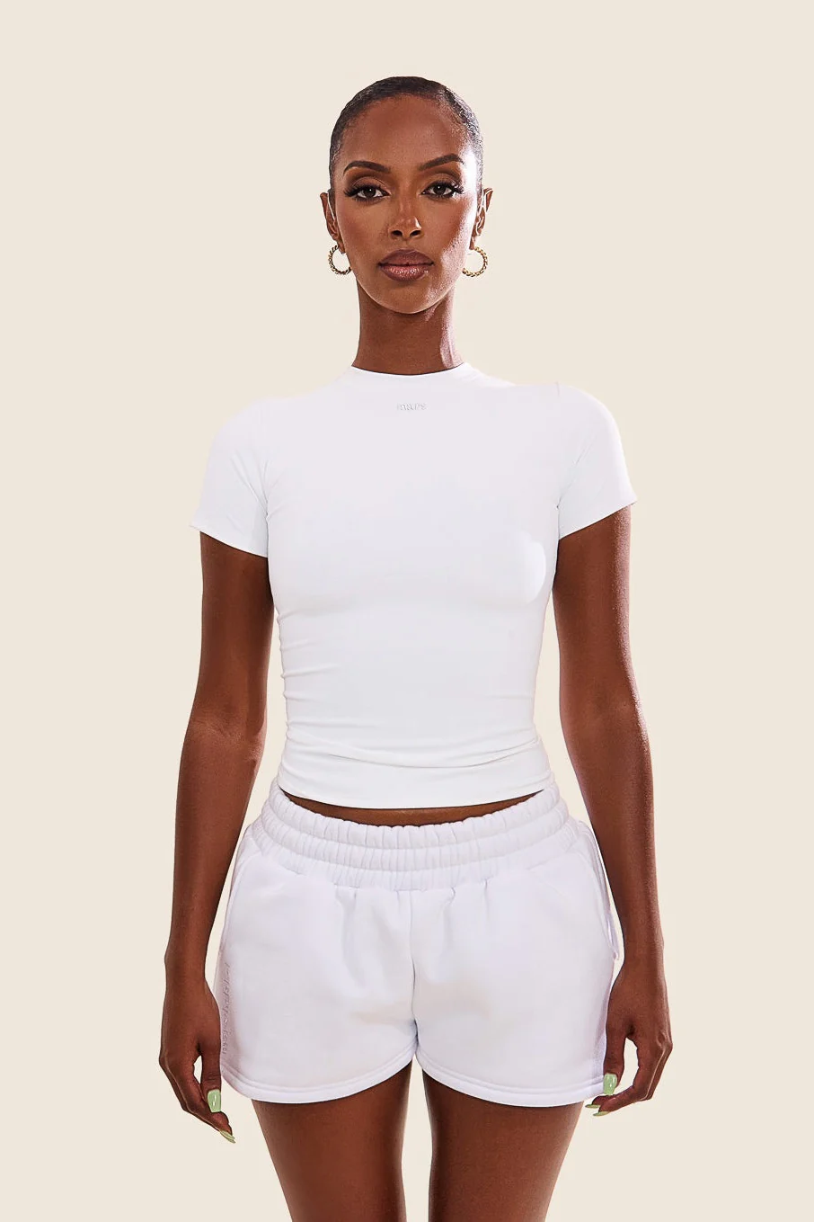 The Sculpt Short Sleeve Top in White - Image 14