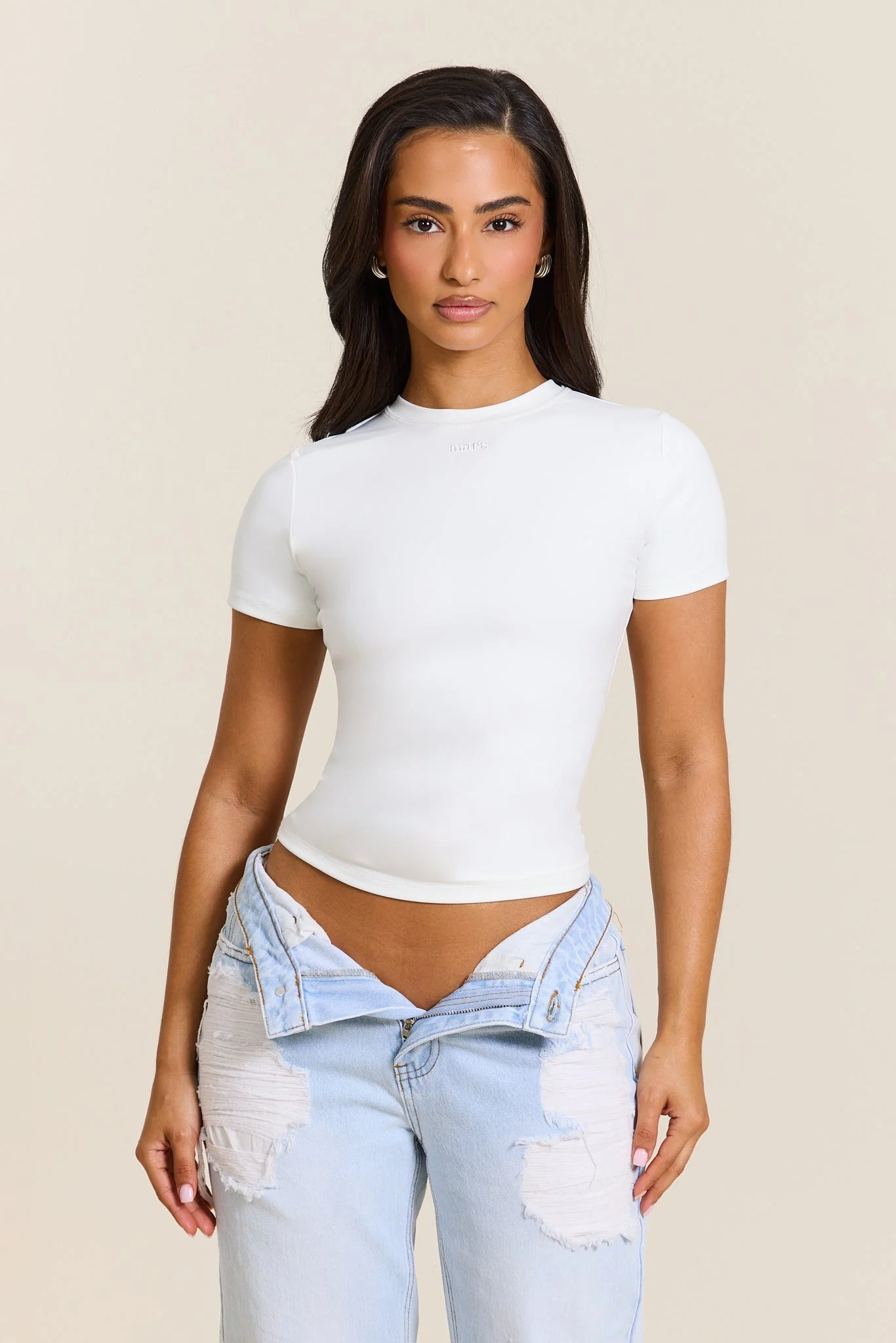 The Sculpt Short Sleeve Top in White - Image 3