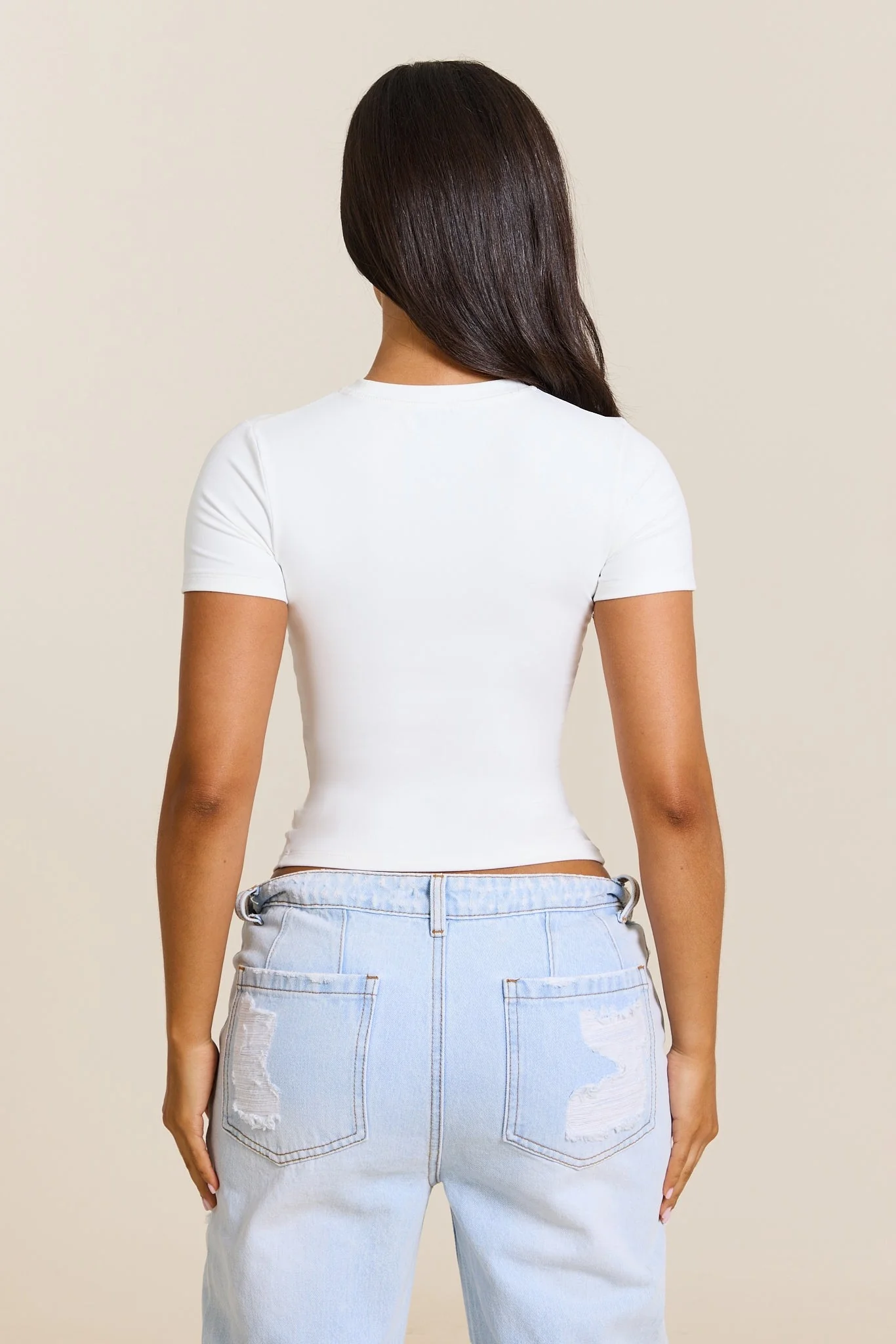 The Sculpt Short Sleeve Top in White - Image 4