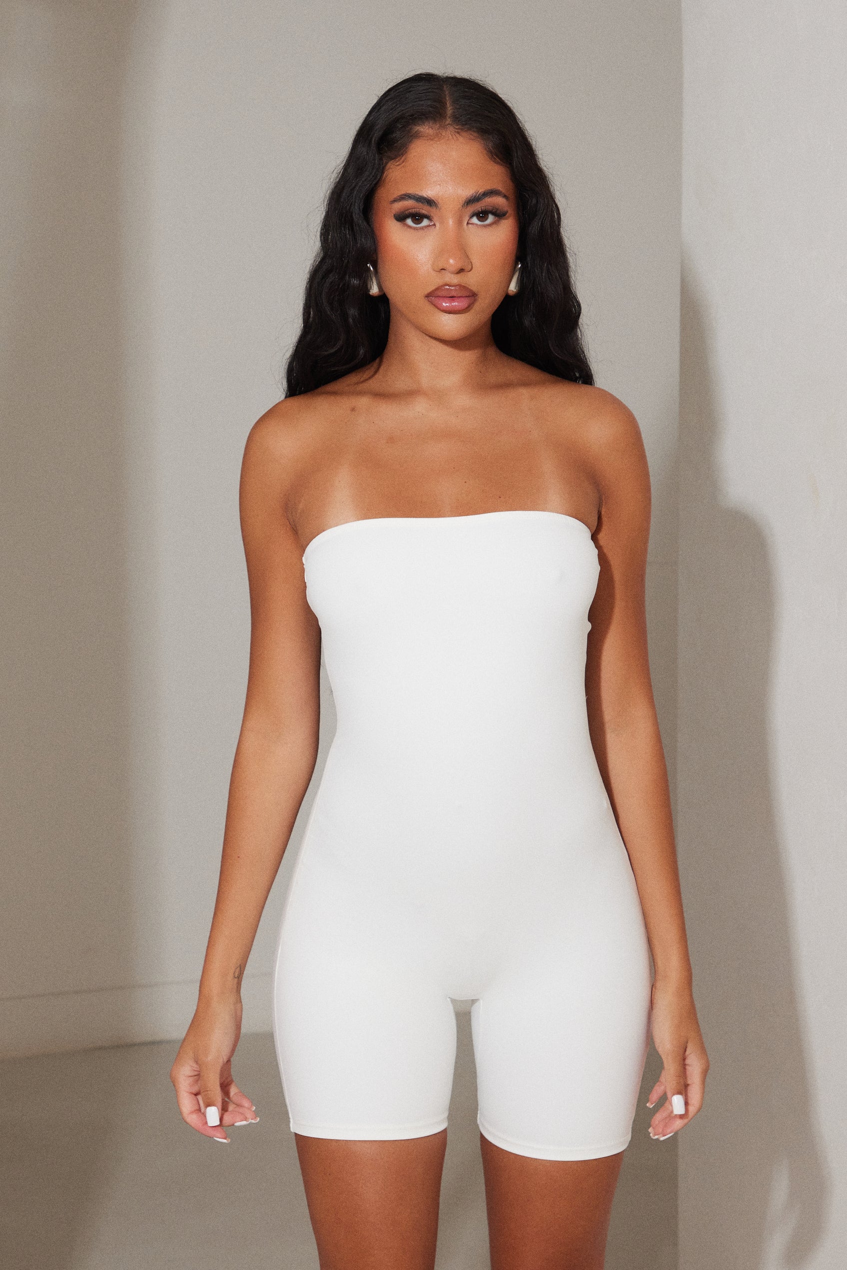 The Sculpt Short Unitard in White