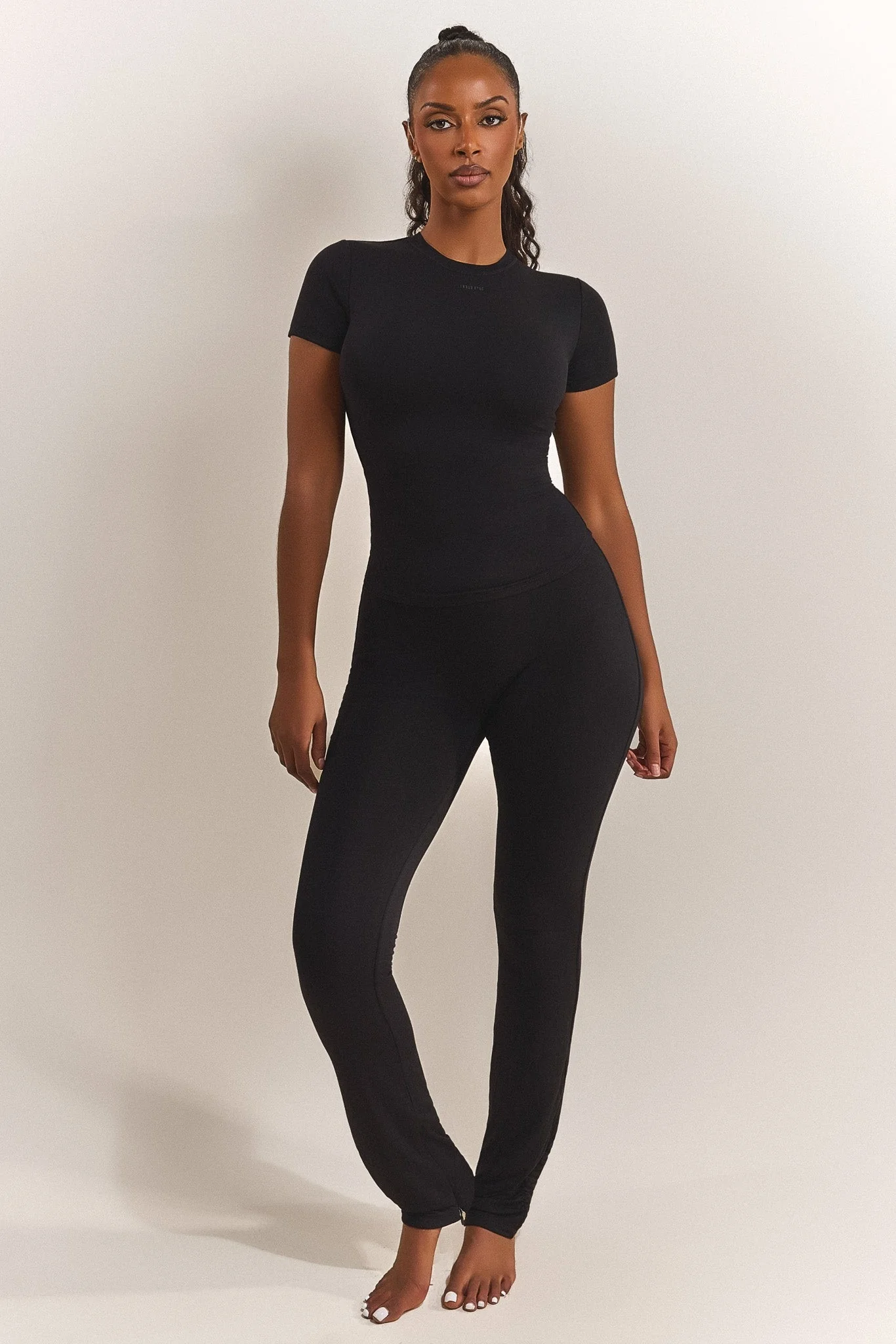 The Short Sleeve Cotton Top in Black - Image 6