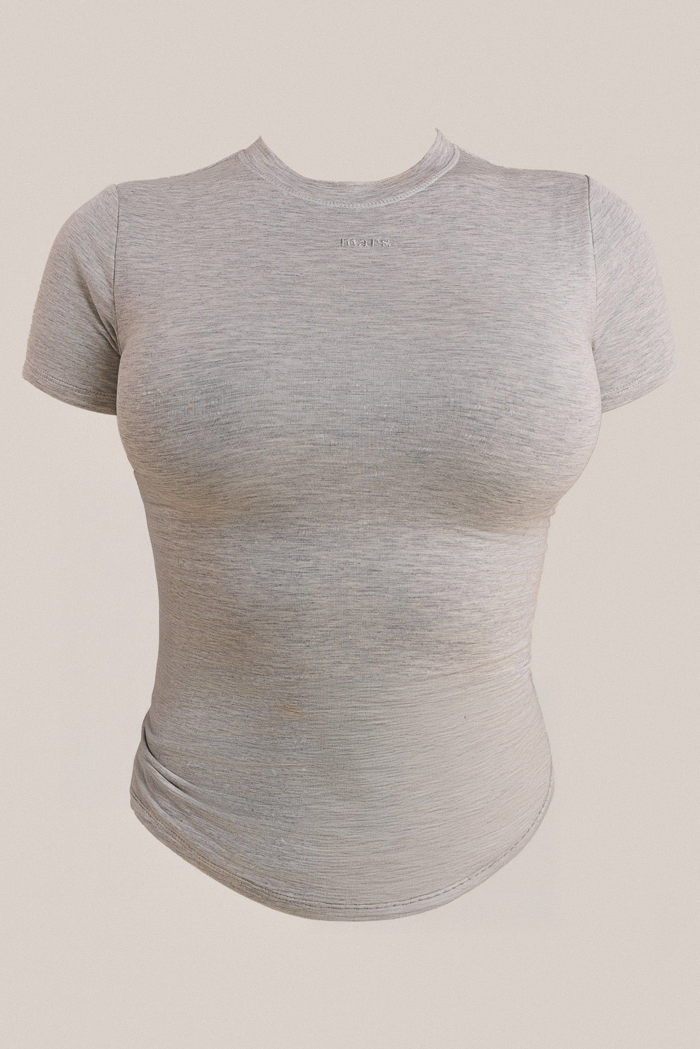 The Short Sleeve Cotton Top in Grey Marl - Image 7