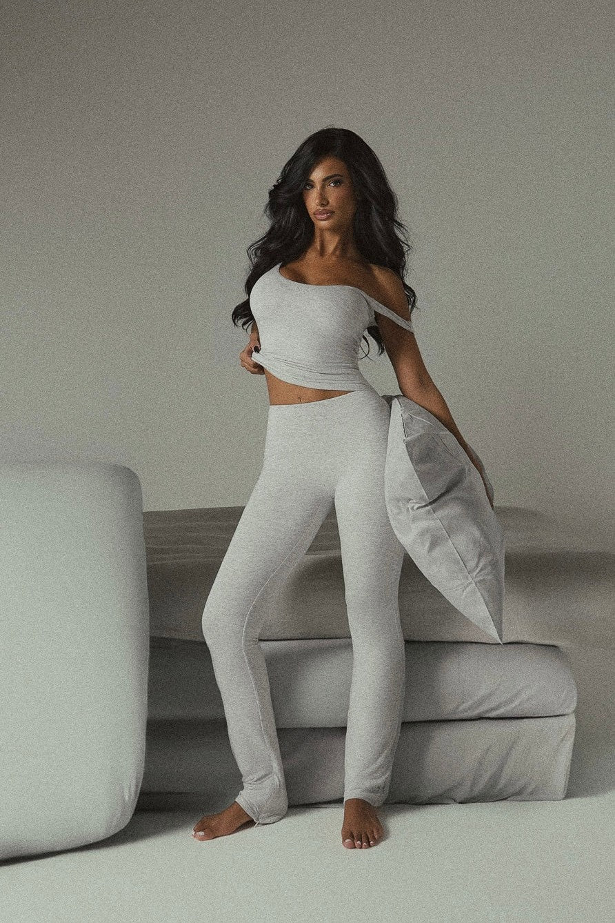 The Split Leg Trouser in Grey Marl - Image 2