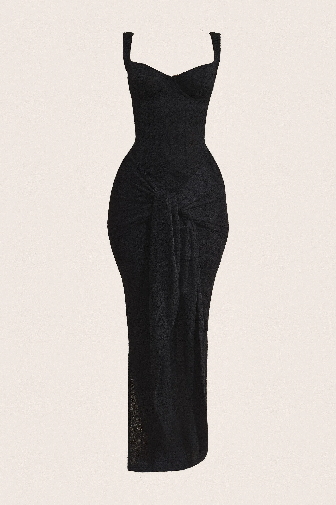 The Tie Front Maxi Dress in Black - Image 7