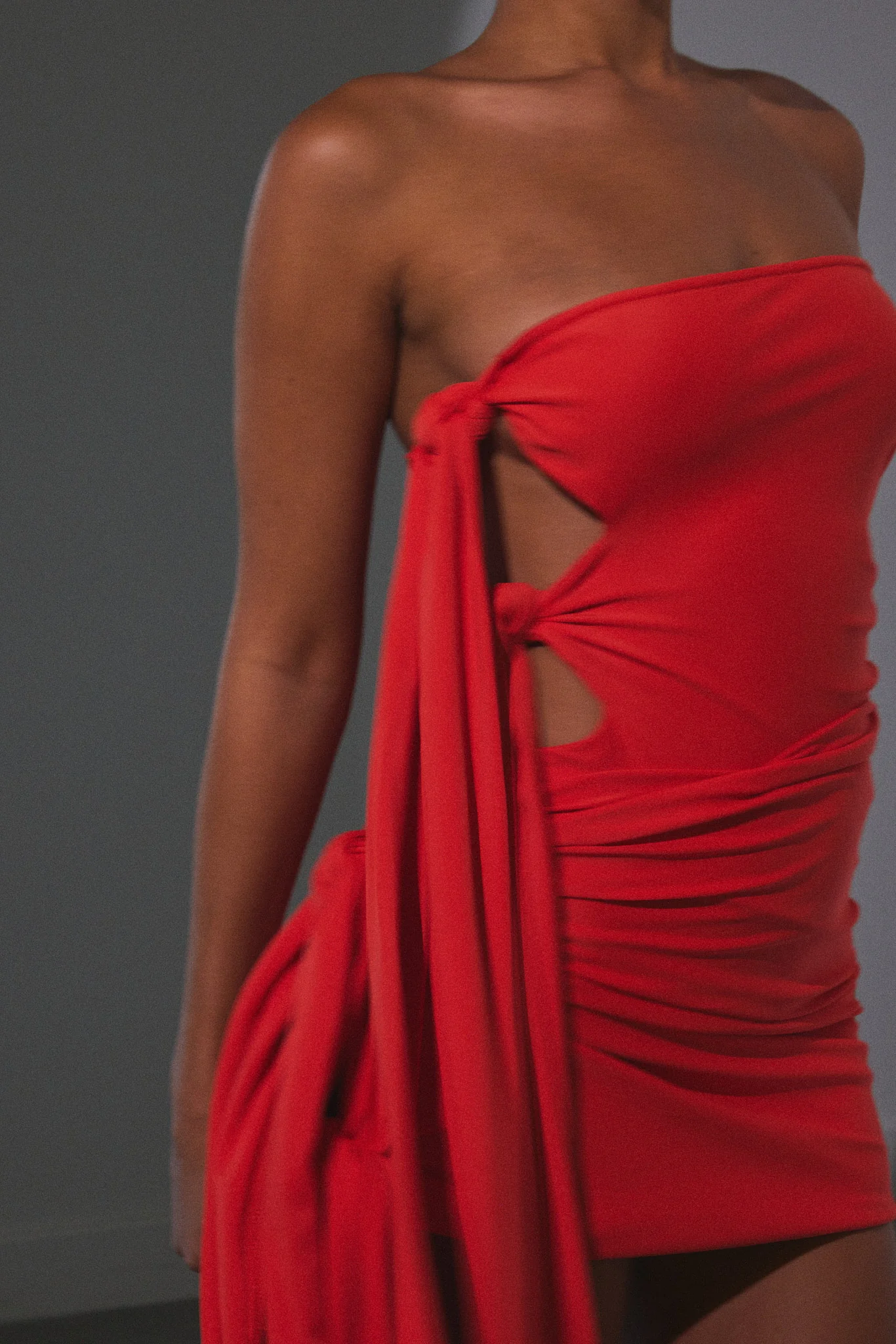 The Tie Skirt Bandeau Set in Orange - Image 5