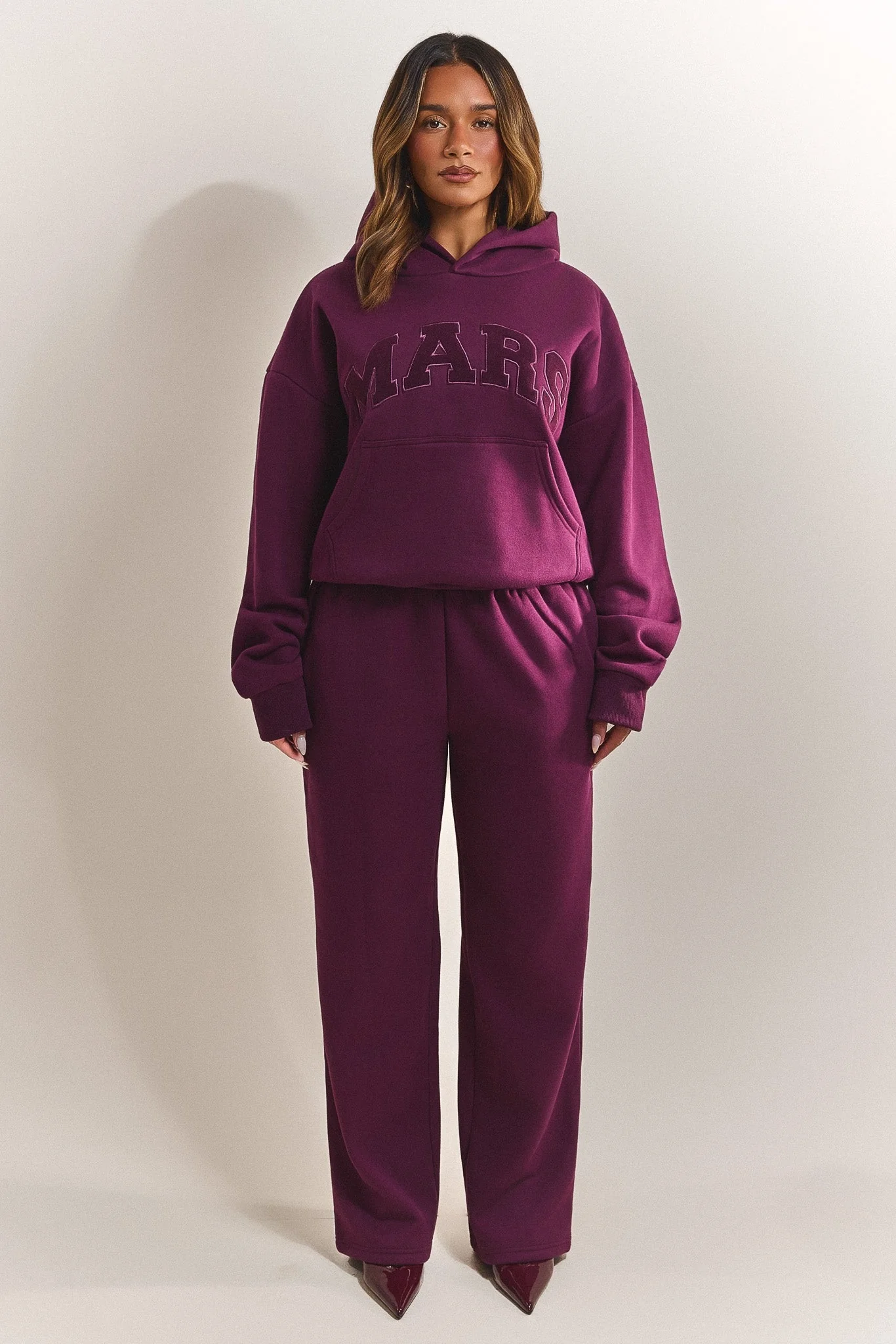 The Varsity Hoodie in Plum - Image 2