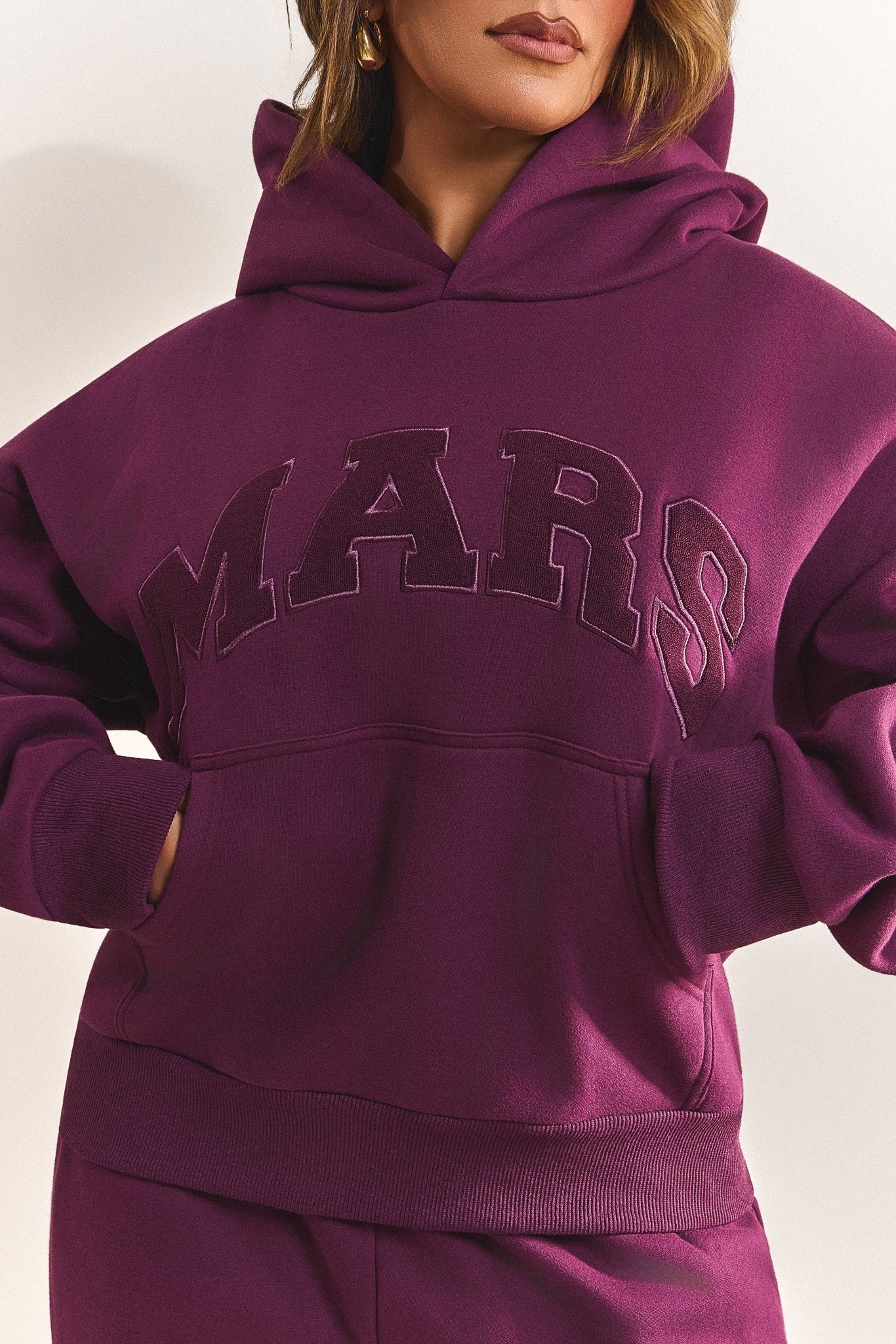 The Varsity Hoodie in Plum - Image 5