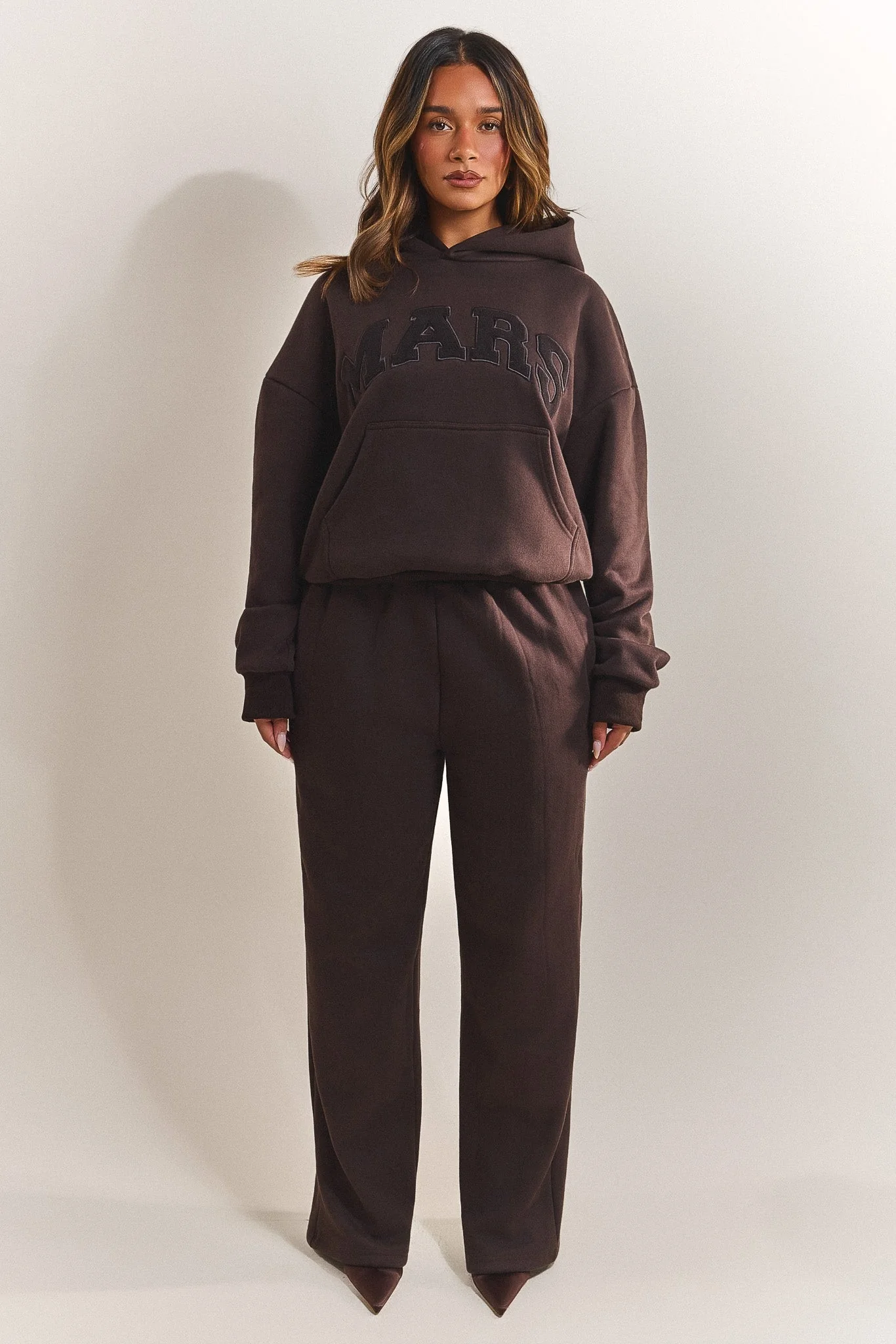 The Varsity Straight Leg Jogger in Brown
