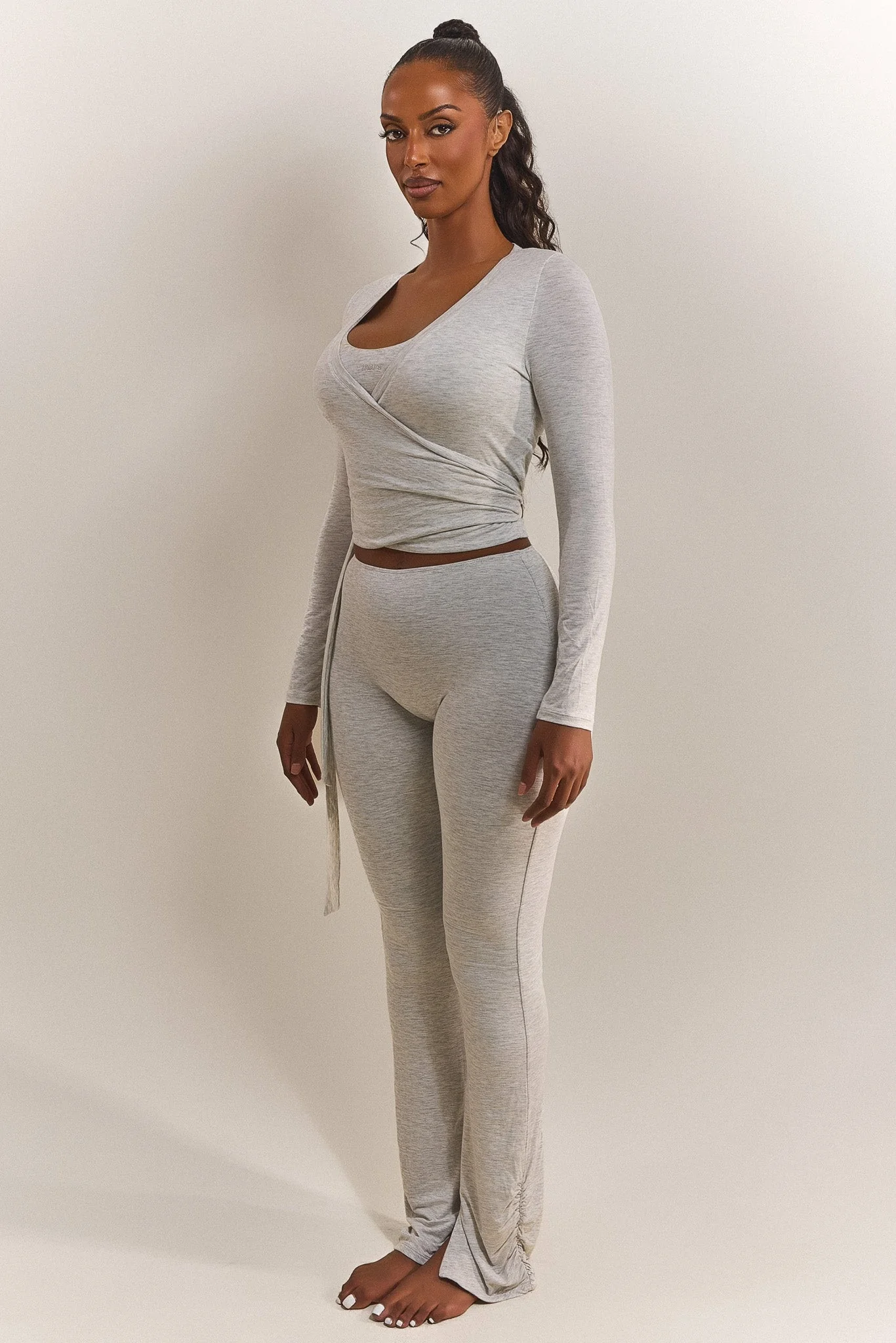 The Wrap Top in Grey Marl - Image 3