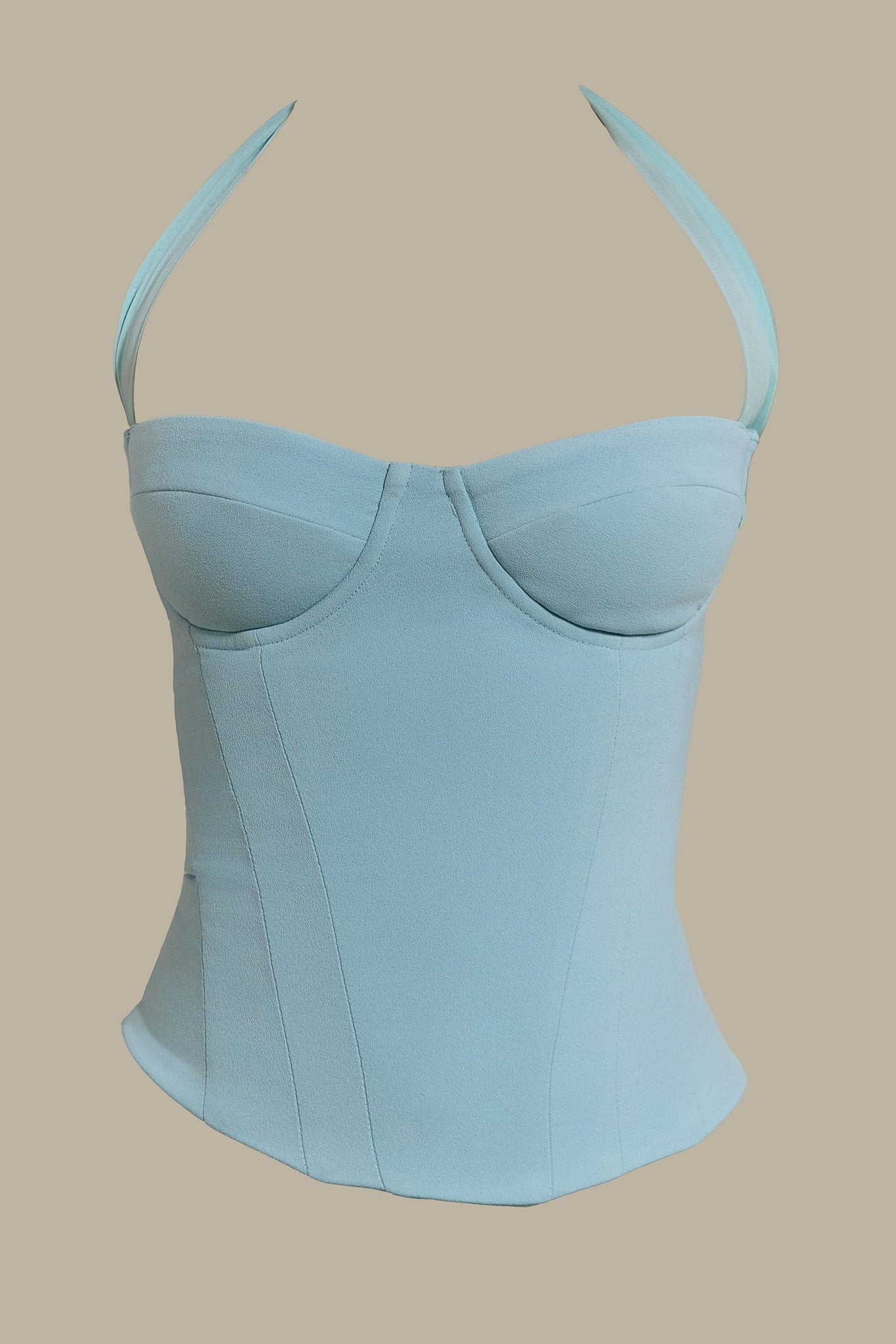 The Zadie Lace Up Corset Top in Baby Blue - Image 10