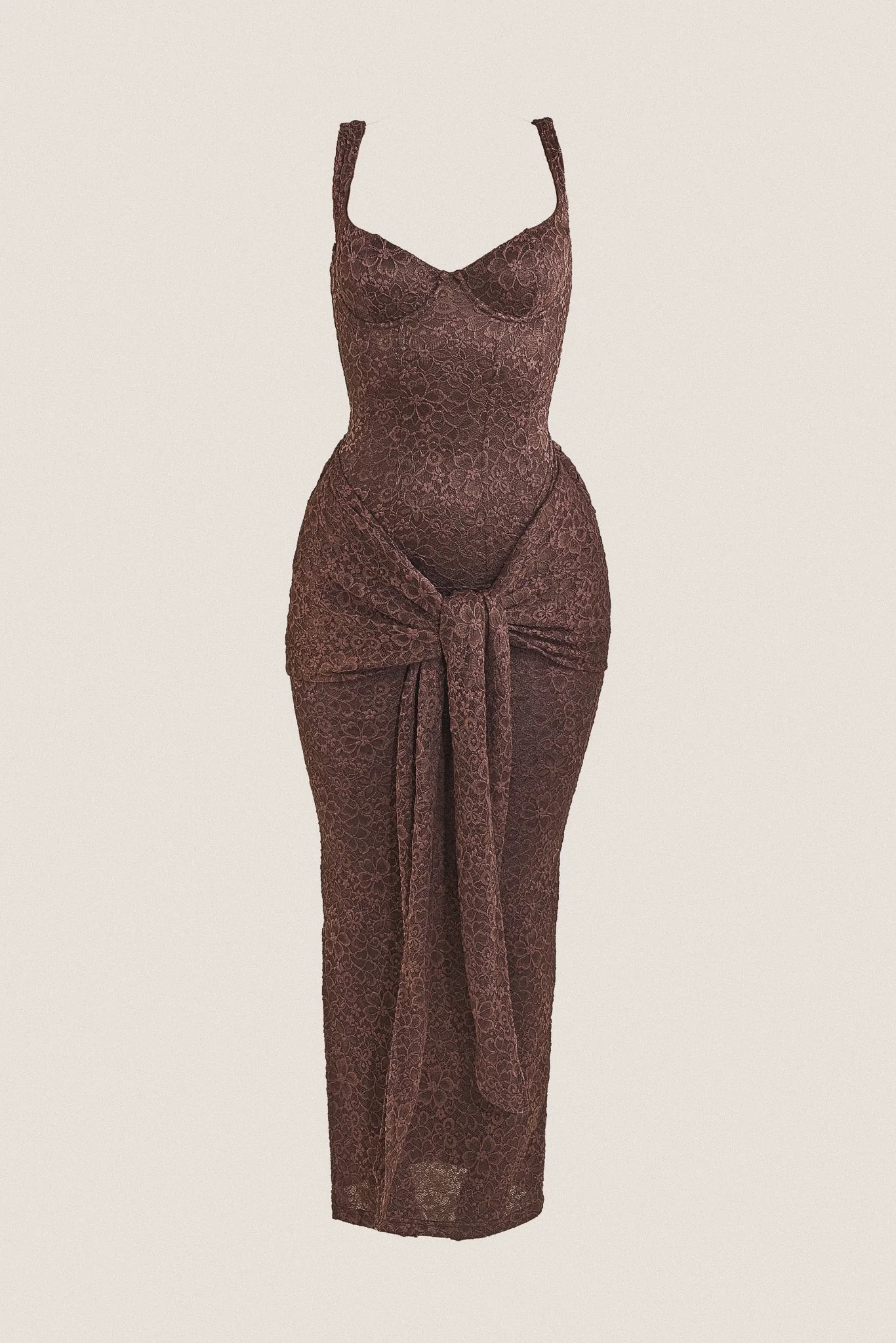 The Tie Front Maxi Dress in Brown - Image 5