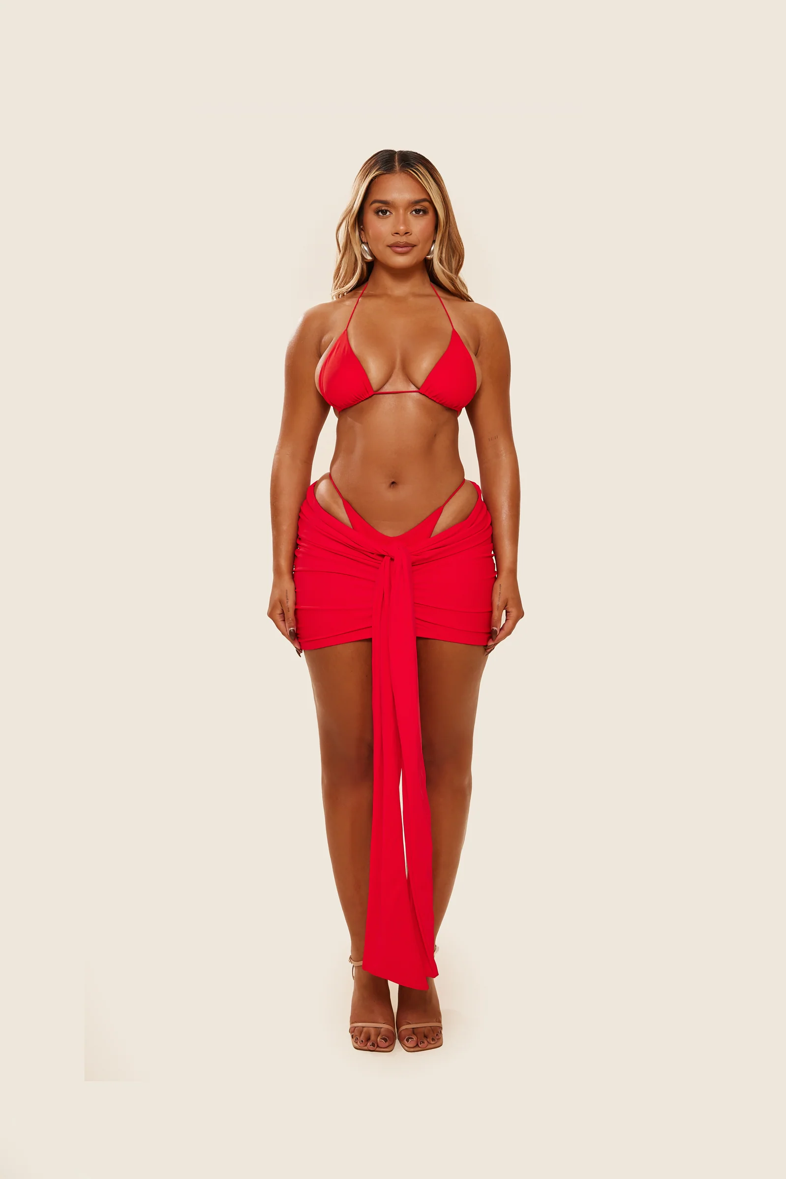 Tie Up Mini Skirt in Red